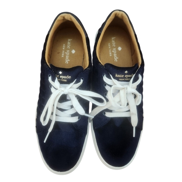 Kate Spade NY Fleet Velvet Sneakers Quilted Navy & White Size 6.5B Preloved - Picture 9 of 10